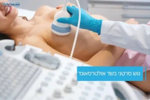 בדיקת אולטרסאונד שד לאיתור גוש חשוד, המתבצעת על ידי צוות רפואי במכון מעלות 360 - MRI ואולטרסאונד פרטי, עם מכשור מתקדם וסביבת טיפול רגועה.